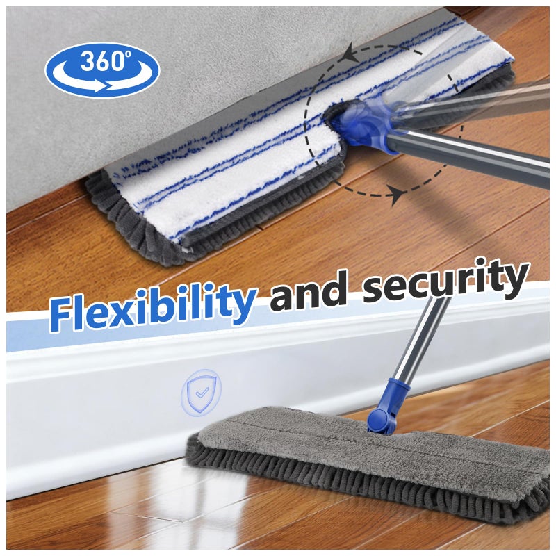 Masthome Microfiber Mops for Floor Cleaning,Dust Mop with 4 Reusable Pads,Flat Flip Mops for Wet & Dry Use,Professional Microfiber Mop for Hardwood, Laminate,Tile Floor Cleaning-1 Scraper - Image 3