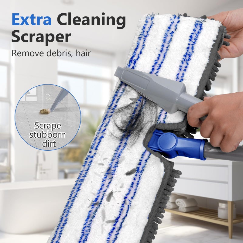 Masthome Microfiber Mops for Floor Cleaning,Dust Mop with 4 Reusable Pads,Flat Flip Mops for Wet & Dry Use,Professional Microfiber Mop for Hardwood, Laminate,Tile Floor Cleaning-1 Scraper - Image 5