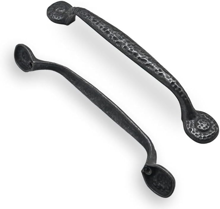 ZAUYX 10 Pack 8 Inch 203mm Hole Center Black Iron Cabinet PullsAntique Black Rustic Drawer Pulls Hammered Cabinet Handles Kitchen Cabinet Hardware Vintage Pulls for Drawers - Image 1
