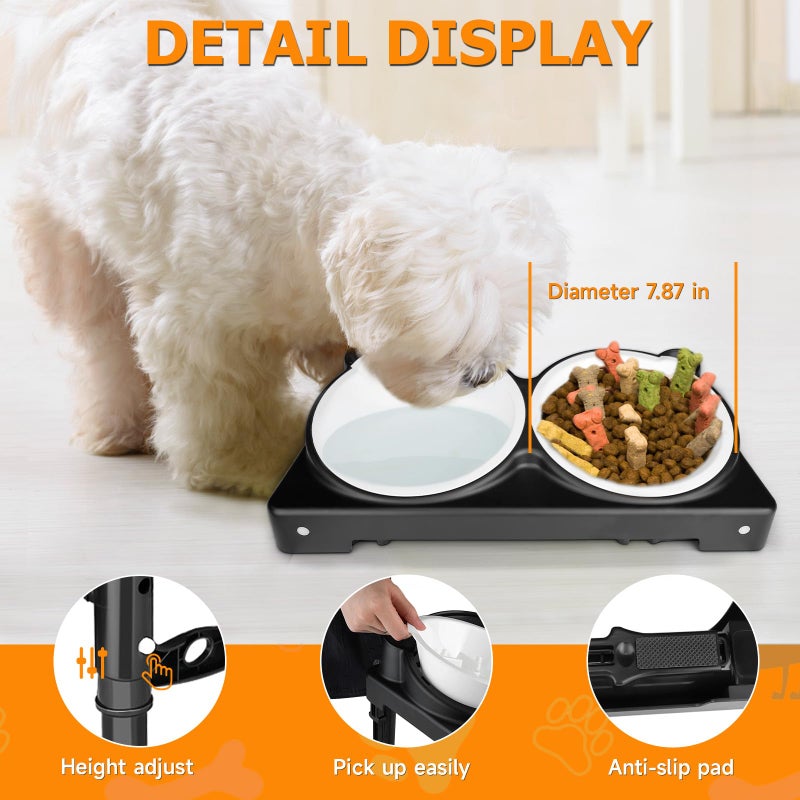 ZTMT Elevated Dog Bowls Collapsible for Large Size Medium Small Dogs, 2 Raised Dog Bowls for Food Water &1 Slow Feeder Bowl, 5 Heights Adjustable Bowl Stand with Non-Slip Feet - Image 5