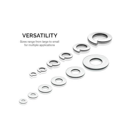 NEIKO 50400A Stainless Steel Lock and Flat Washer Assortment | 350 Piece Set | 12 Different Sizes in Spring Lock and Flat Design | Prevent Loose Fasteners - Image 3