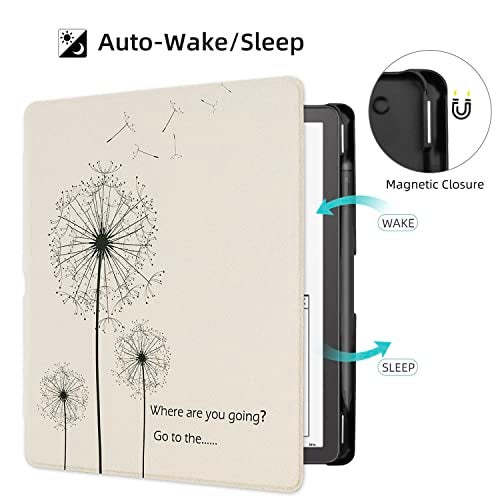 WALNEW Case Cover for 10.2-inch Kindle Scribe (2024/2022 Released), Smart PU Leather Cover with Pen Holder and Auto Wake/Sleep for 10.2" Amazon Kindle Scribe E-Reader (Dandelion) - Image 3