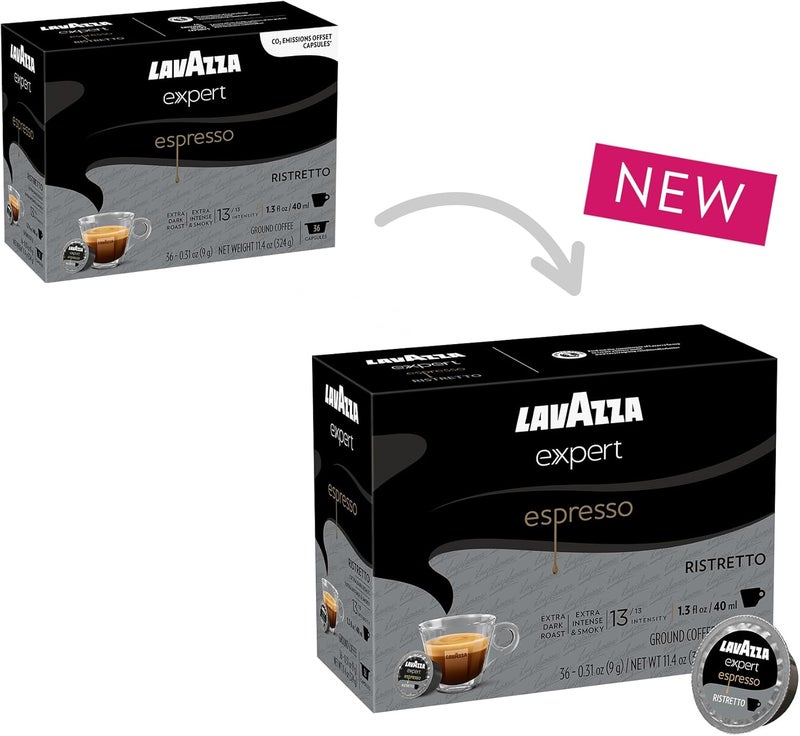 Lavazza Expert Espresso Ristretto Capsules - Extra Dark Roast, Arabica and Robusta Blend, 36 Count - Image 2