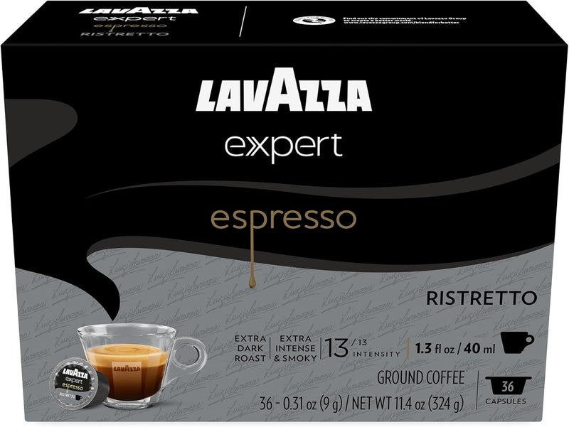 Lavazza Expert Espresso Ristretto Capsules - Extra Dark Roast, Arabica and Robusta Blend, 36 Count - Image 1