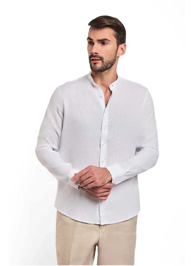 Fancy Mandarin Collar Linen Shirt With Long Sleeves - pzsku/Z09F7D23D2A17F488CBE8Z/45/_/1714328793/64377309-e585-43d6-9077-394ba6b46bd2