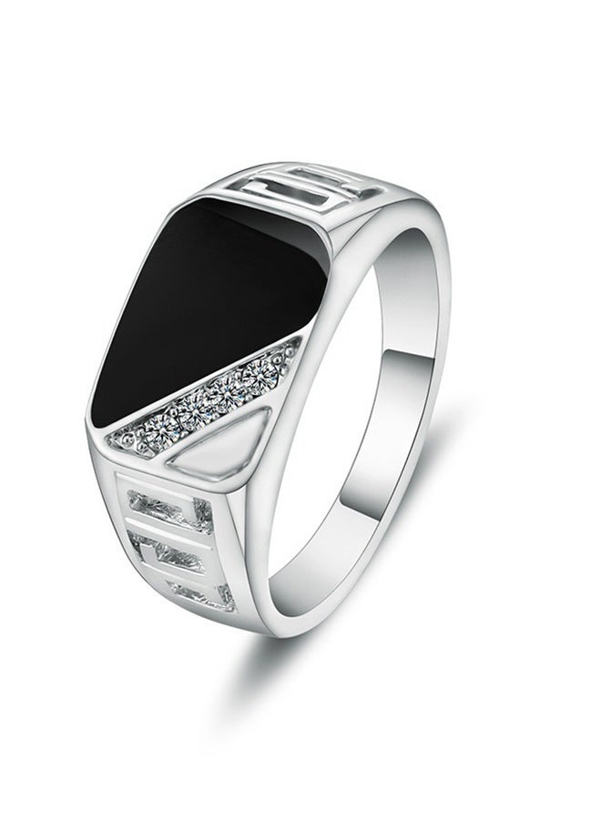 Atiq Silver Plated Vintage Rings Synthetic Black Onyx Rings Stainless Steel Rings Mens and Teens Black Diamond Rings Size 9 - Image 1