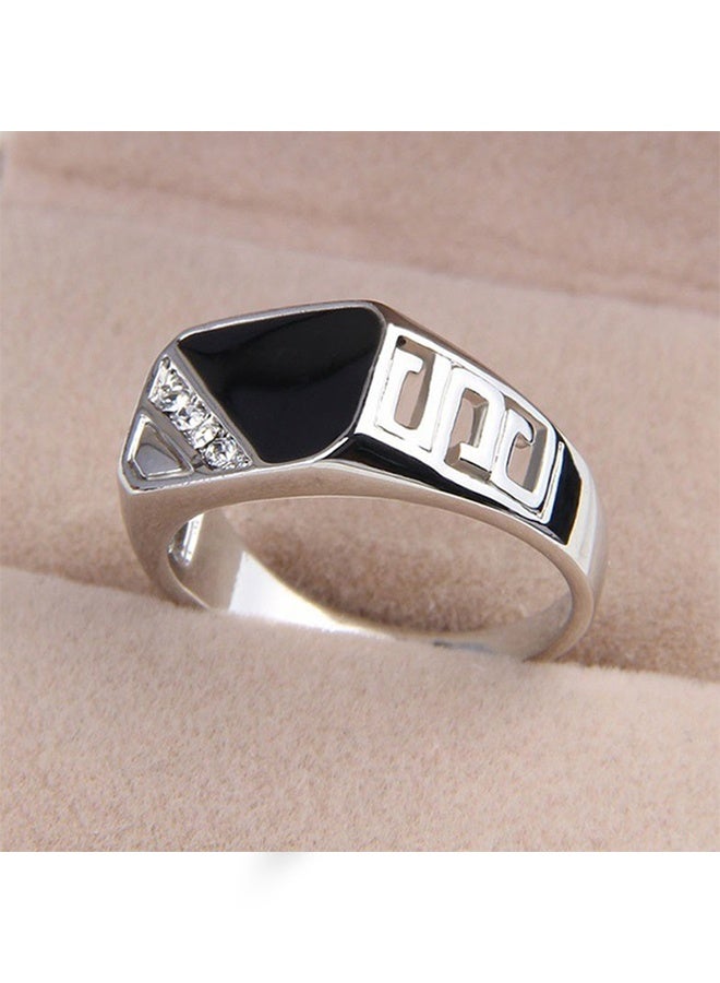 Atiq Silver Plated Vintage Rings Synthetic Black Onyx Rings Stainless Steel Rings Mens and Teens Black Diamond Rings Size 9 - Image 2