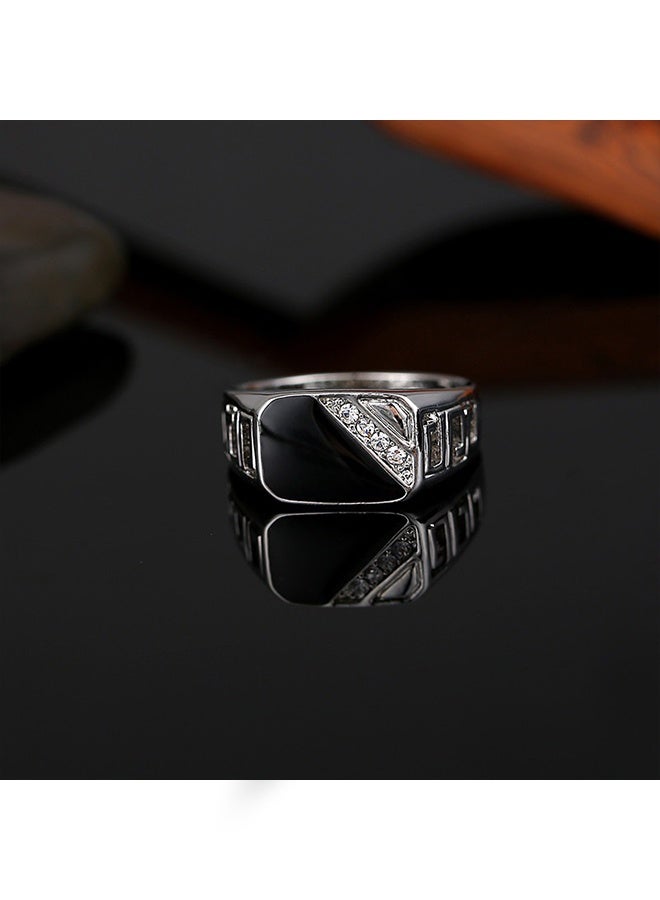 Atiq Silver Plated Vintage Rings Synthetic Black Onyx Rings Stainless Steel Rings Mens and Teens Black Diamond Rings Size 9 - Image 4