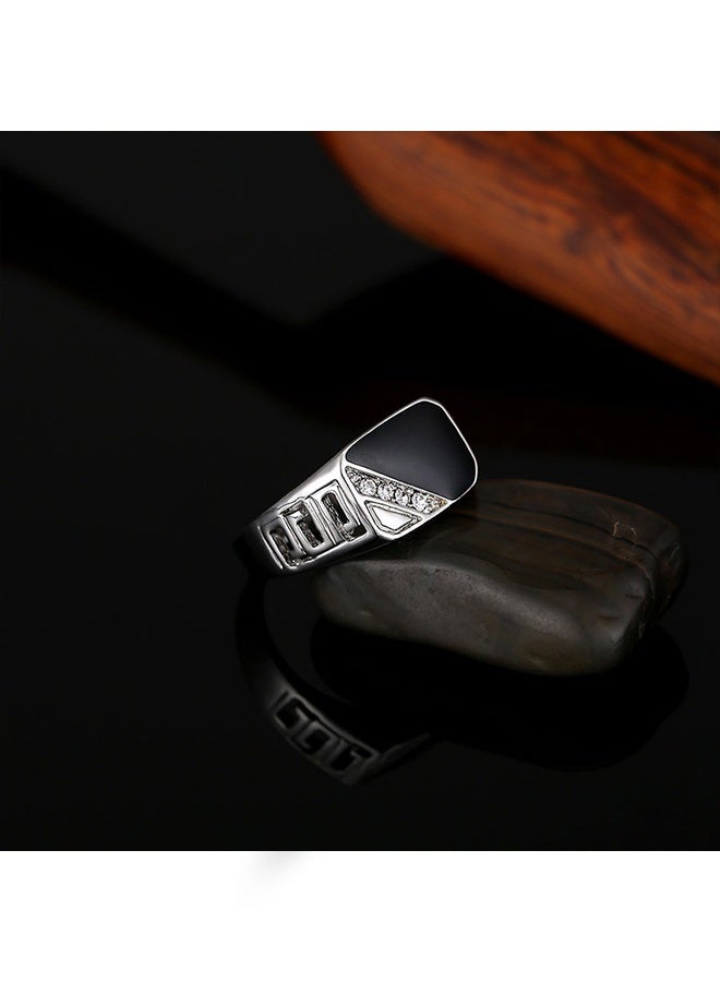 Atiq Silver Plated Vintage Rings Synthetic Black Onyx Rings Stainless Steel Rings Mens and Teens Black Diamond Rings Size 9 - Image 5