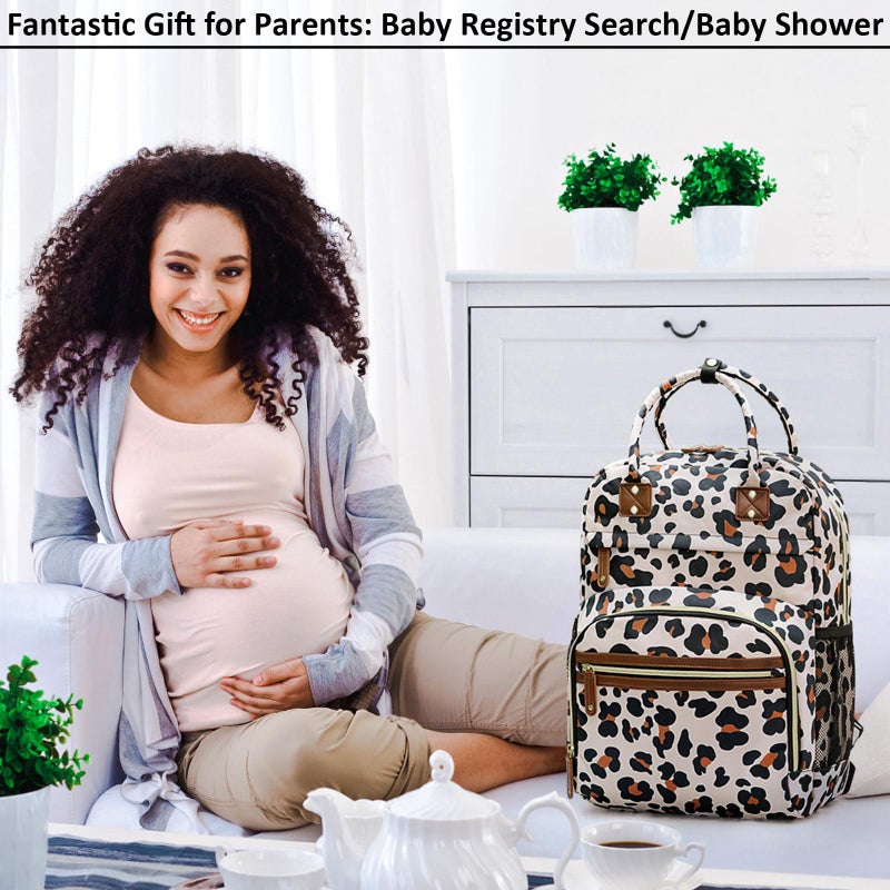 Tenot Diaper Bag Backpack Tote for Women Large Capacity, Baby with Insulated Pockets Multifunctional Bags For Girl Boy Waterproof Boys Girls Mama Maternity Travel Leopard - Image 5