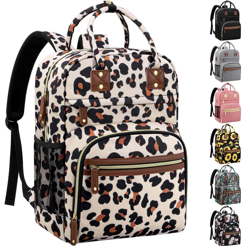 Tenot Diaper Bag Backpack Tote for Women Large Capacity, Baby with Insulated Pockets Multifunctional Bags For Girl Boy Waterproof Boys Girls Mama Maternity Travel Leopard - Image 1