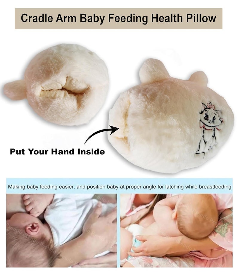 PSEUDO ® Home Cradle Arm, Breastfeeding and Bottle Feeding Head Support, Nursing, Supersoft Fur Cozy Cradle Arm for Feeding Baby Travel-Friendly and Washable (Beige) - Image 3