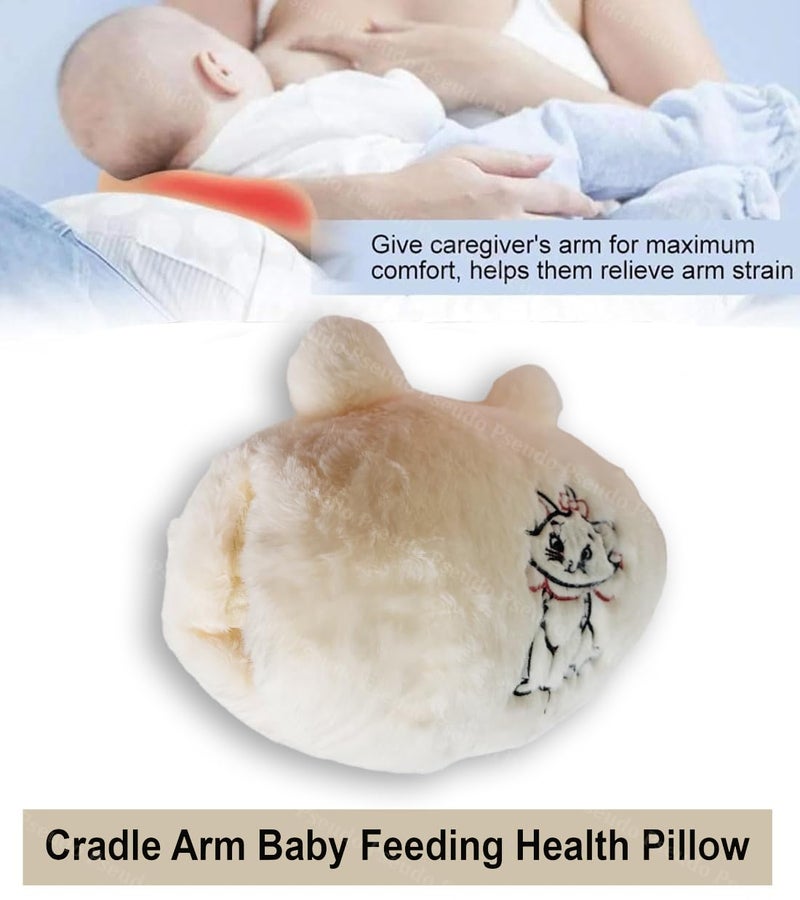 PSEUDO ® Home Cradle Arm, Breastfeeding and Bottle Feeding Head Support, Nursing, Supersoft Fur Cozy Cradle Arm for Feeding Baby Travel-Friendly and Washable (Beige) - Image 4