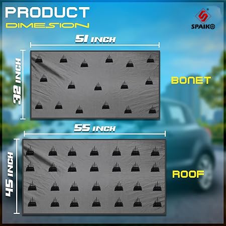 Spaiko Grey Car Spikes Cover Bonnet + Roof Dog Protection Cover with Spikes Full Protection from Dog, Monkeys and Animals (Heavy Duty, Grey, Set of 2 Bonnet + Roof) - Image 5