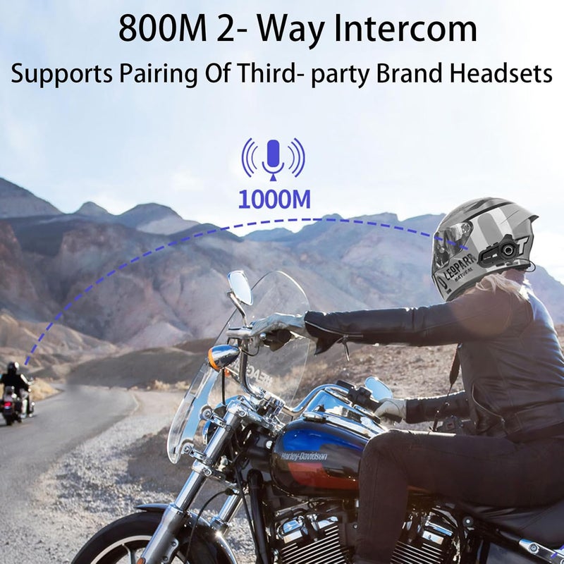 EUROFONE S2 Motorcycle Bluetooth Headset 5.1-1 Pack Waterproof Helmet Headsets with Dual Mics for Rider Intercom | Sunscreen Dustproof BT Speakers for Motorcycle Accessories（1PCS - Image 4