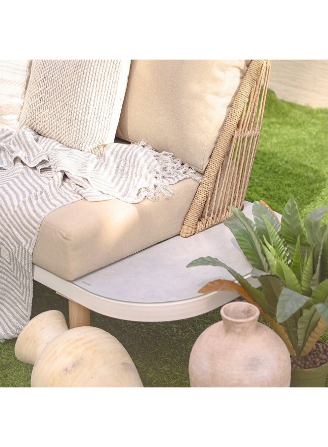 DANUBE HOME مجموعة أرائك نوفانا الخارجية لـ 7 أشخاص | أثاث حديقة بإطار من الصلب والألمنيوم | تصميم حديث لمجموعة أرائك الفناء | طاولة وكراسي للجلوس في الحديقة - بيج فاتح - Image 5