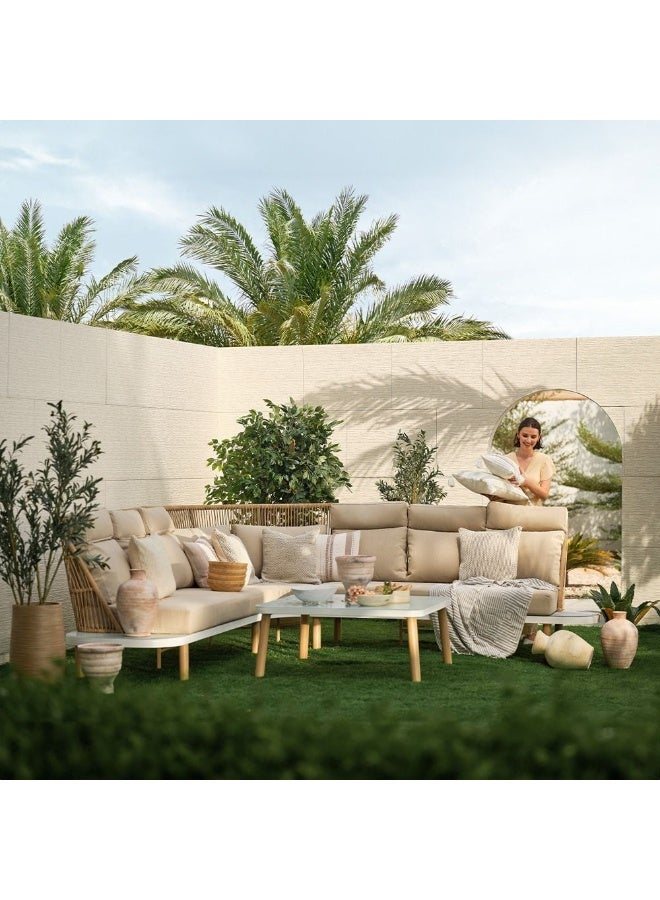 DANUBE HOME مجموعة أرائك نوفانا الخارجية لـ 7 أشخاص | أثاث حديقة بإطار من الصلب والألمنيوم | تصميم حديث لمجموعة أرائك الفناء | طاولة وكراسي للجلوس في الحديقة - بيج فاتح - Image 2