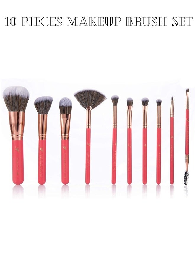 daroge 10 Pieces Professional Makeup Brush Set Pink/Gold - Image 2