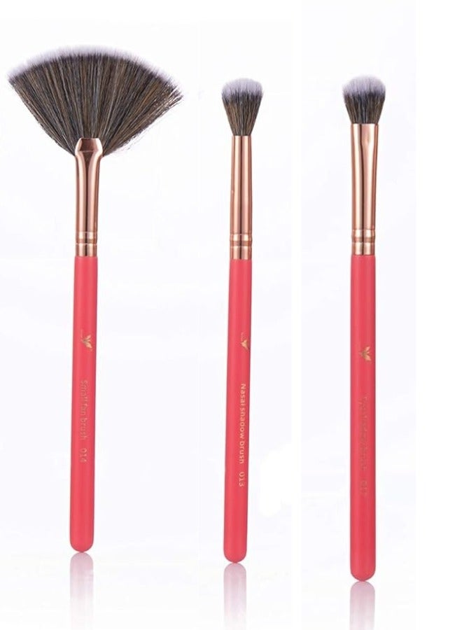 daroge 10 Pieces Professional Makeup Brush Set Pink/Gold - Image 4