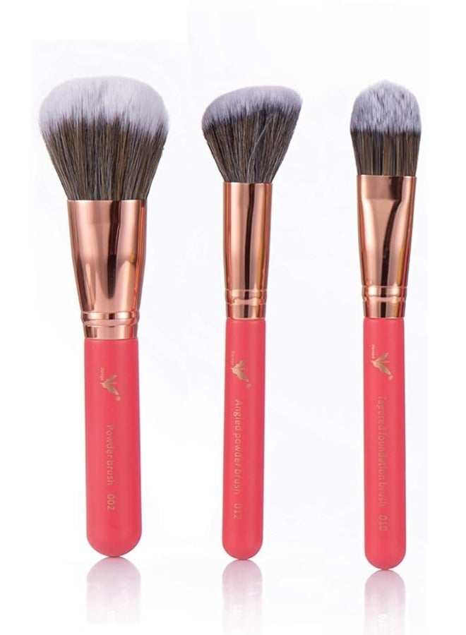 daroge 10 Pieces Professional Makeup Brush Set Pink/Gold - Image 3