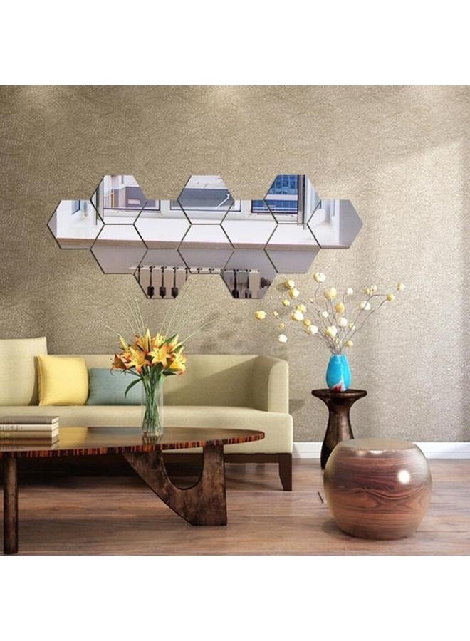 يونج شنج ملصق حائط سداسي الشكل قابل للإزالة والتركيب، مكون من 28 قطعة، فضي، 126*110*63 مم - ملصق حائط سداسي الشكل قابل للإزالة، ملصق حائط من الأكريليك - Image 5