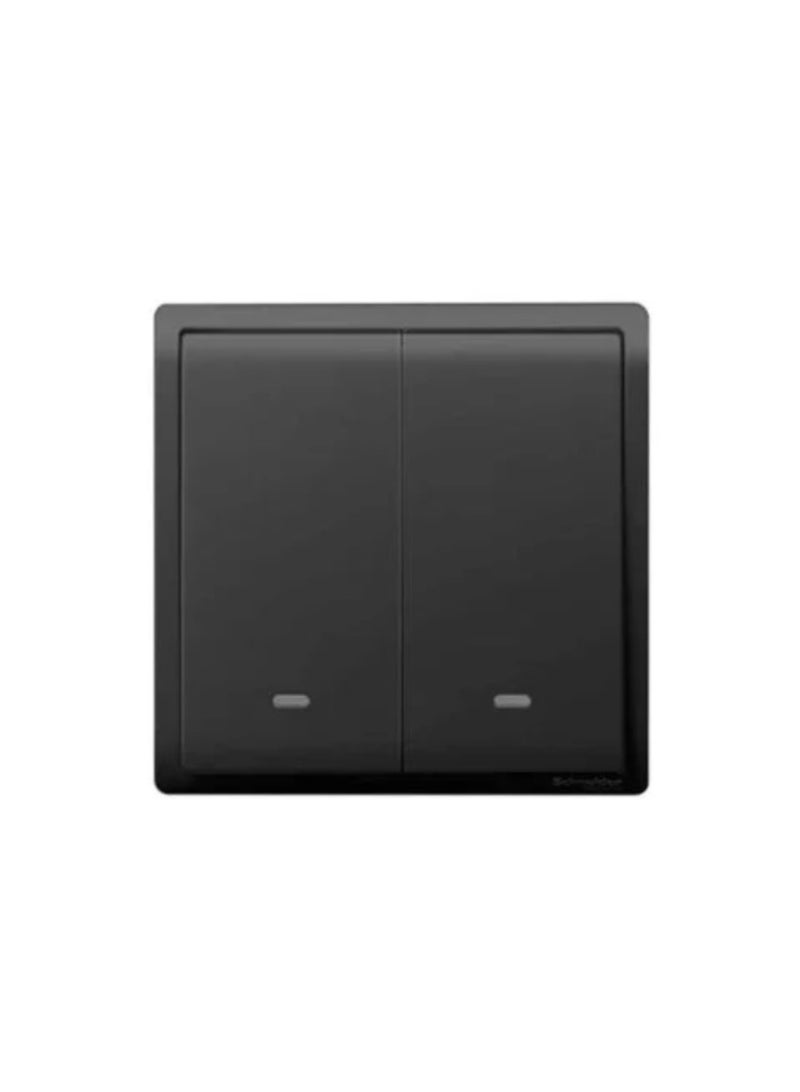 Schneider Electric Schneider Electric 20A-16AX 250V 2 Gang 1 Way Switch with Fluorescent Locator, Matt Black - E8232L1F20_MB_G1