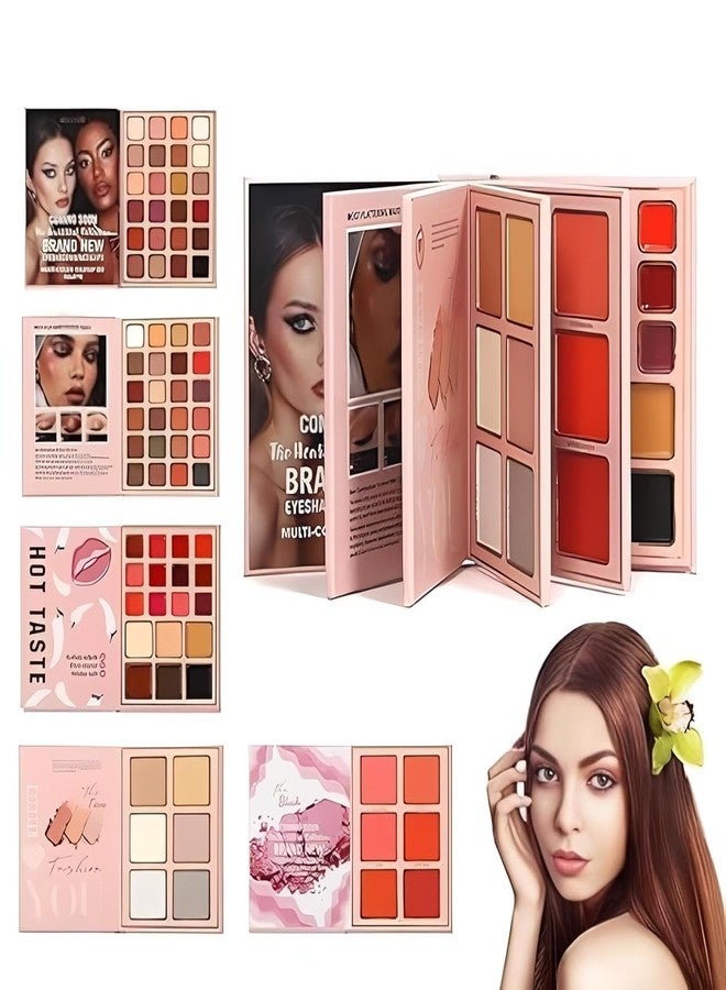 MagicHuda 5 In 1 Makeup Book Kit Highlighter Blush Contour Lip Eyebrow Palette (Glitter And Matte) Eyeshadow Palette All In One Makeup Kit. - Image 1