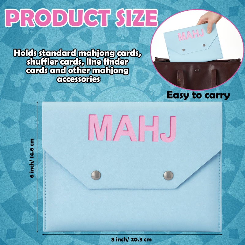 Siltriangle Leather Mahjong Card Clutch Holder Pouch For Cards Mahjong Accessories Protective Cover Case With Secure Closure Ideal Gift For Lover Playing Game Night(8X6 Inch Light Blue) - Image 2