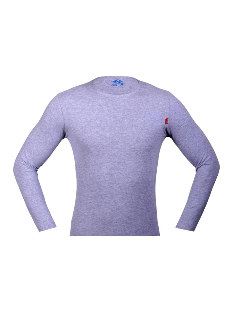 Cottonil Men's Long Sleeve Cotton Stretch Crew Neck Undershirt - Grey - Image 3