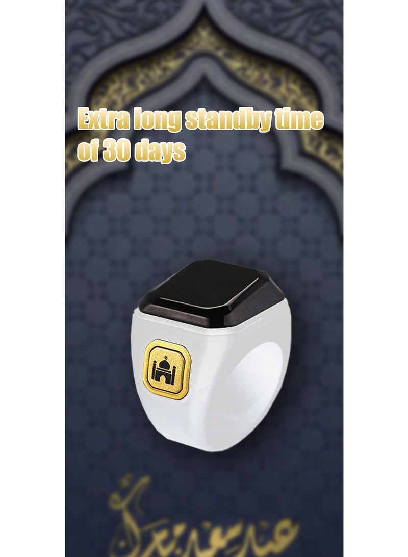 بستوش خاتم صلاة ذكي متعدد الوظائف مقاس 22 مم، خاتم محظوظ، عداد تسبيح، منبه أذان، دليل اتجاه الصلاة، خاتم ساعة رقمية، خاتم خرز تسبيح، مسبحة إلكترونية، خاتم استغفار - Image 1