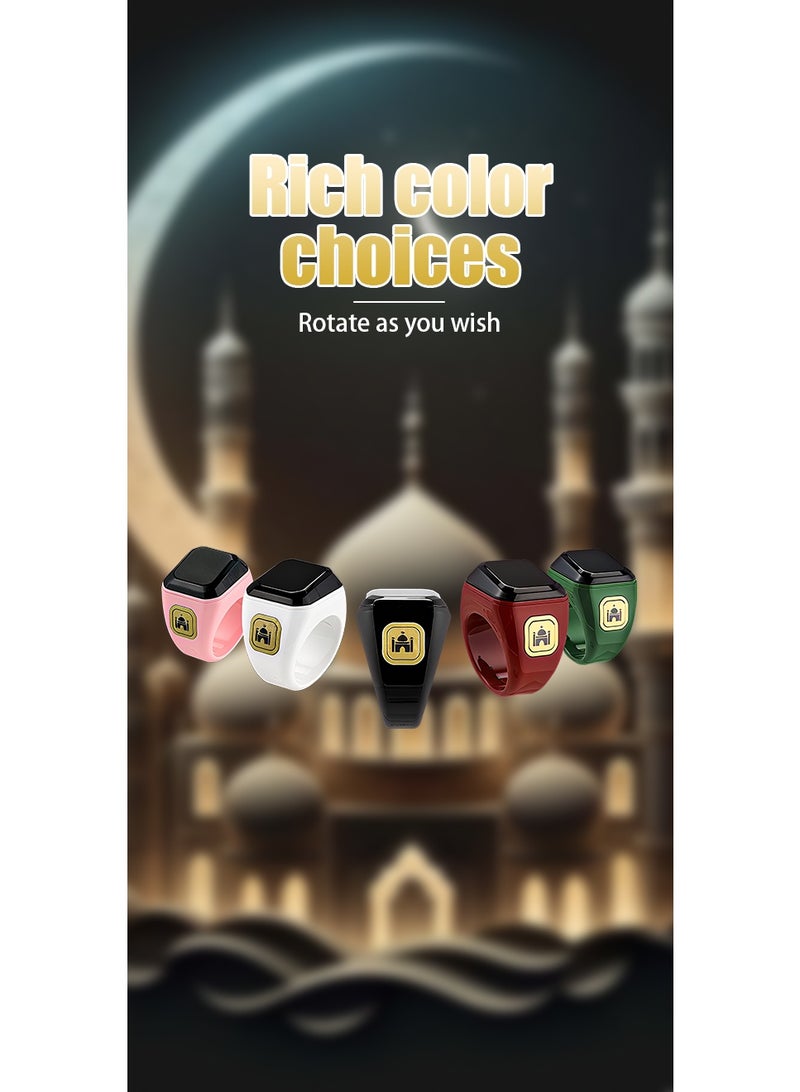 بستوش خاتم صلاة ذكي متعدد الوظائف مقاس 22 مم، خاتم محظوظ، عداد تسبيح، منبه أذان، دليل اتجاه الصلاة، خاتم ساعة رقمية، خاتم خرز تسبيح، مسبحة إلكترونية، خاتم استغفار - Image 3