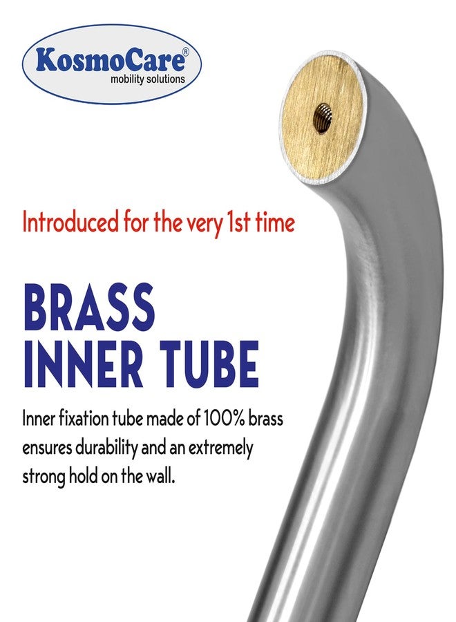 KosmoCare 304 Grade Stainless Steel Grab Bar, Wall Mounted Safety Straight Grab Bar for Bathroom | Grab Bars for Toilet Senior Citizens | Toilet Grab bar for Elderly (25 mm Diameter X 16-inch Length) - Image 3