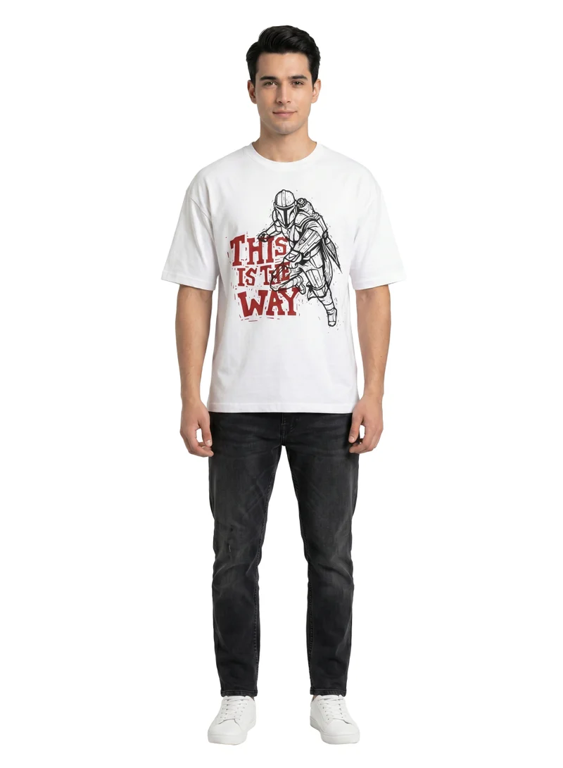 Disney  Star Wars The Mandalorian This Is The Way Graphic T-Shirt for Men | Casual Crew Neck Character Print Tee for Men | Best Price UAE