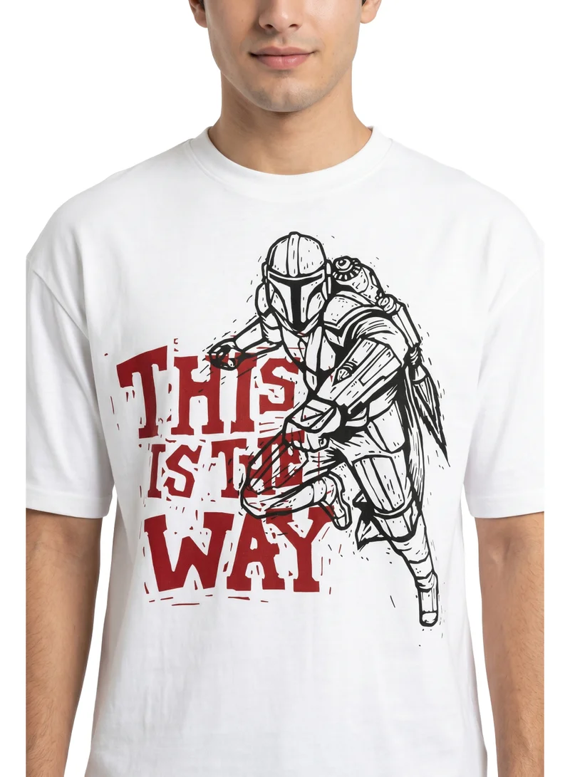 Disney  Star Wars The Mandalorian This Is The Way Graphic T-Shirt for Men | Casual Crew Neck Character Print Tee for Men | Best Price UAE