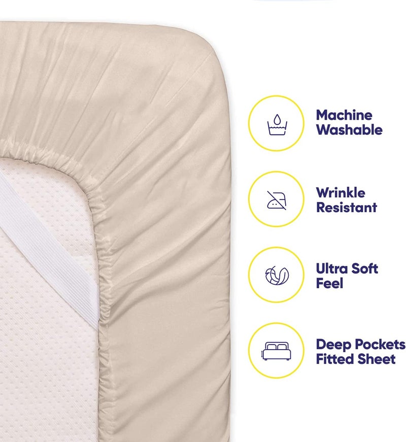 Full Size Bed s - 6 Piece 1500 Thread Count Fine Brushed Microfiber Deep Pocket Full Set Bedding - 2 Extra Pillow Cases, Great Value, Full, Beige - Image 3