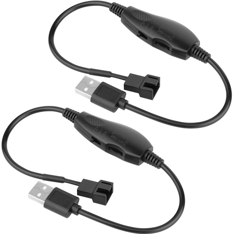 OwlTree 2 Pack USB 5V to 12V 4 Pin Fan Speed Adapter Controller Supported PC Cooling Fan, Max 12V 8W Output (11.8inch) - Image 1