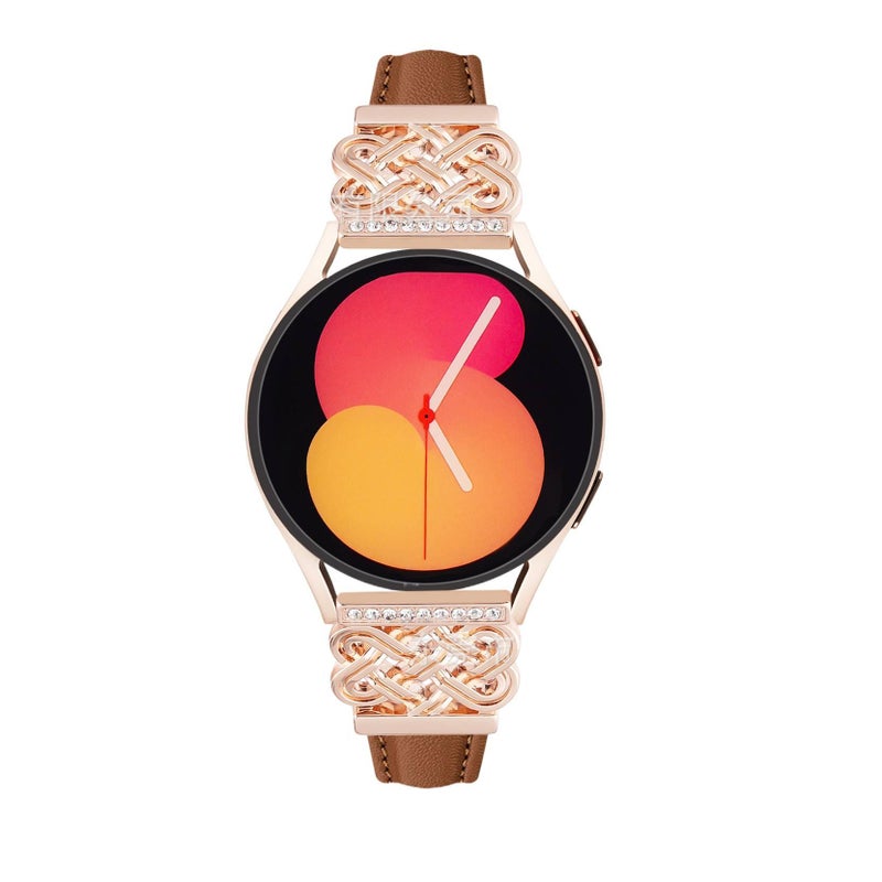 White Classic Leather Strap Smartwatch Band Compatible with Samsung Galaxy Watch 8 with Adjustable Fit Replacement Strap for Daily Wear - Image 3