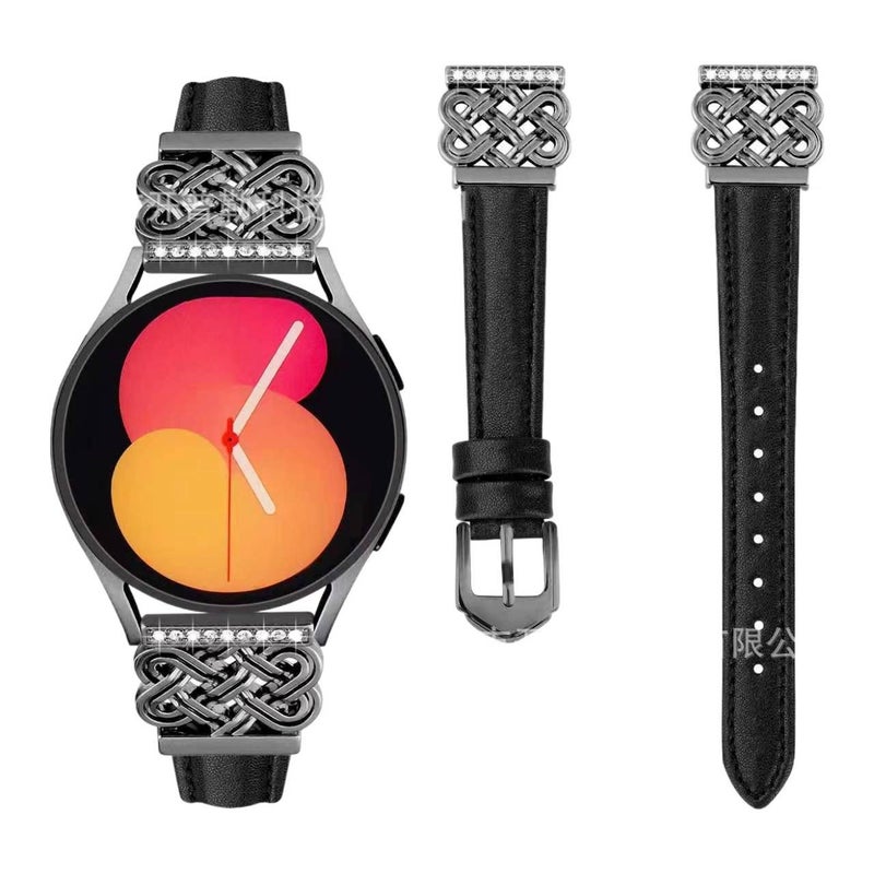 White Classic Leather Strap Smartwatch Band Compatible with Samsung Galaxy Watch 8 with Adjustable Fit Replacement Strap for Daily Wear - Image 4