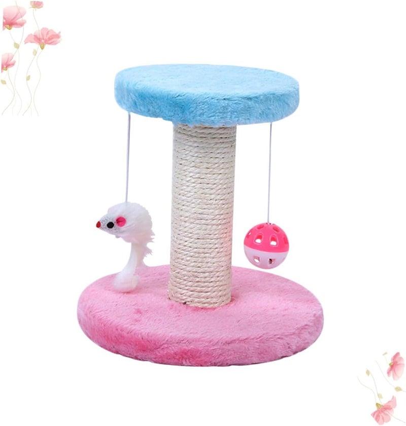 HANABASS Cat Climbing Frame and Scratching Post with Bell Sisal Double-Layer Rope and Hanging Mouse Indoor Cat Exercise Plaything for Kittens and Random Color - Image 1