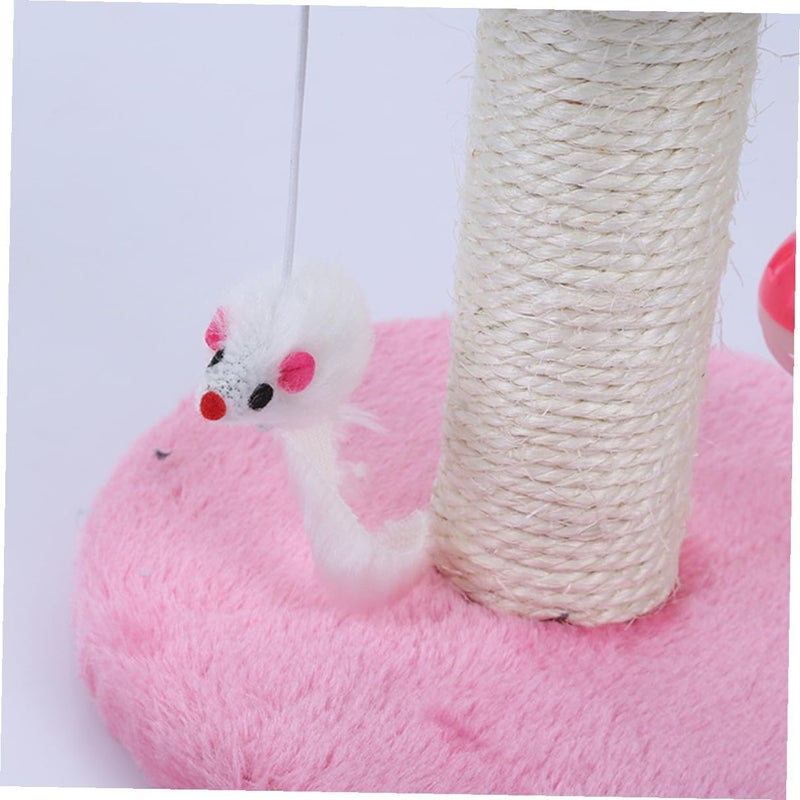 HANABASS Cat Climbing Frame and Scratching Post with Bell Sisal Double-Layer Rope and Hanging Mouse Indoor Cat Exercise Plaything for Kittens and Random Color - Image 2
