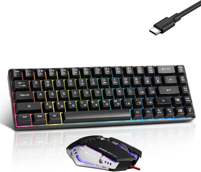 Guiheng Wired 60% Gaming Keyboard and Mouse Combo, Ultra-Compact 61 Keys RGB Backlit Mini Keyboard, Lightweight 3200 DPI Optical, Wired Gaming Set for Windows,PC, MAC PS5 Xbox Gamer(Black) - Image 2