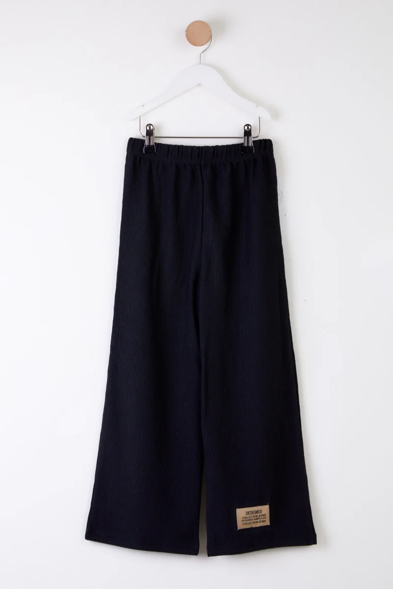 Tofisa Girls Black Emblem Detailed Pajama Bottoms - 25488