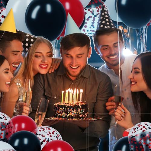 RUBFAC 65pcs 12 Inches Red Black White Balloons Kit, Black Red White Confetti Party Balloons with Ribbons for Birthday, Wedding, Baby Shower, Graduation Decorations - Image 5