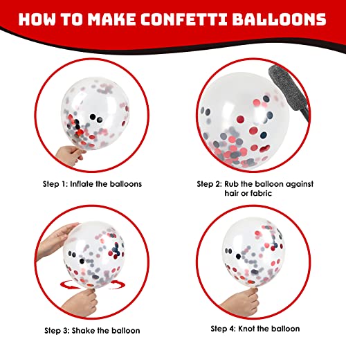 RUBFAC 65pcs 12 Inches Red Black White Balloons Kit, Black Red White Confetti Party Balloons with Ribbons for Birthday, Wedding, Baby Shower, Graduation Decorations - Image 4