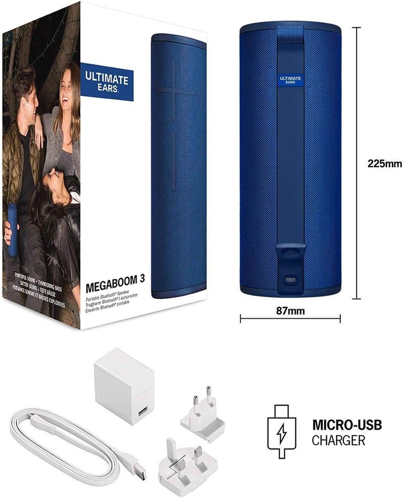 في النهاية أذنين ميغابوم 3 المحمولة اللاسلكية بلوتوث مكبر صوت، قوية الرعد باس، لمسة واحدة التحكم، مقاومة للماء، عائمة، وصل مكبرات صوت متعددة، 20 ساعة عمر البطارية - بحيرة زرقاء - Image 2