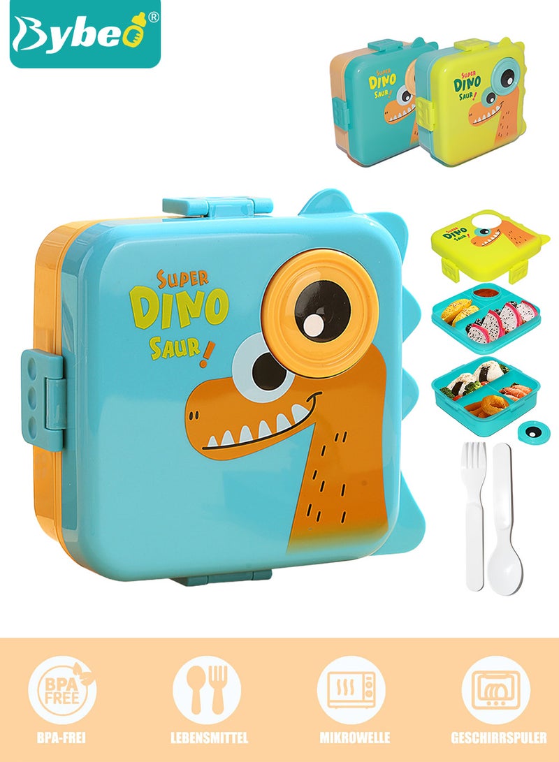 Bybeo Portable Kids Bento Box, Children Lunch Box to School For Toddlers, Snack Containers for Travel, 4 Compartments Meal Prep Removable Divider, BPA Free, Microwave & Dishwasher Safe - Image 1