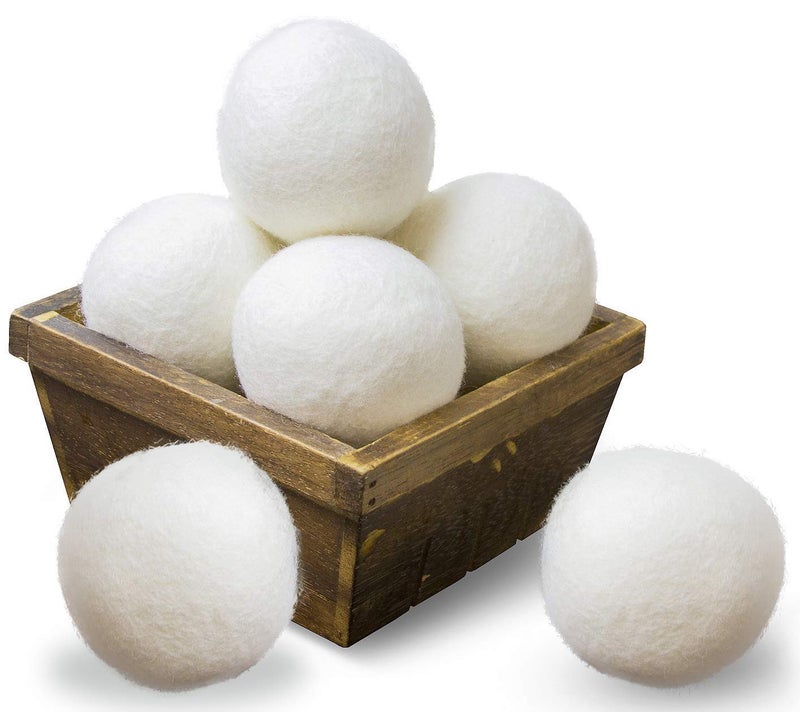 SnugPad Wool Dryer Balls XL Size 6 Pack, Natural Fabric Softener 100% Organic Premium New Zealand Wool, Chemical Free and Reduces Wrinkles, 1000+ Loads, Baby Safe, Saving Energy & Time, White 6 Count - Image 1