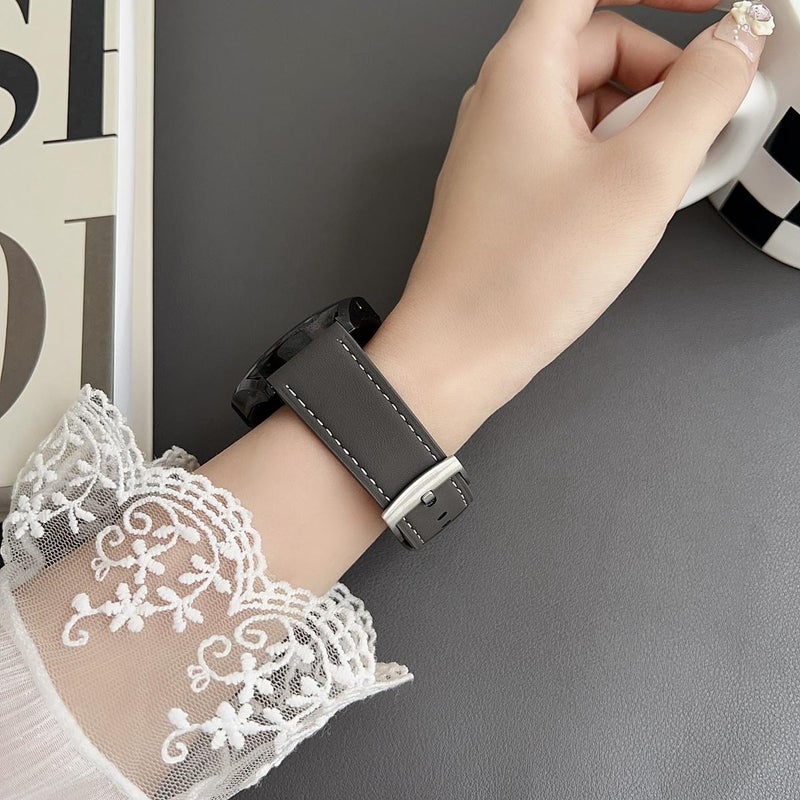 إيروريكس سوار ساعة من الجلد الأسود ذو الحبيبات الدقيقة برأس مسطح مقاس 20 مم (بني) - Image 3