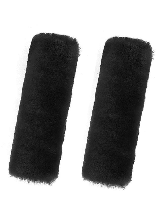 نيبمينينت قطعتان من غطاء حزام أمان مقعد السيارة مصنوع الفراء بلون أسود