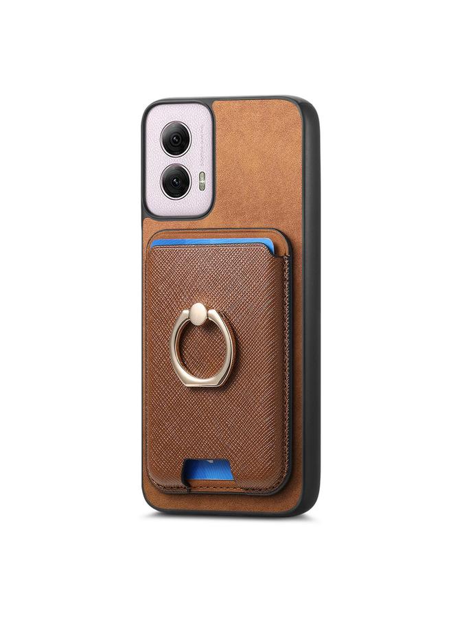 erorex Case For Motorola Moto G35 Retro Cross Leather Ring Vertical Insert Card Bag MagSafe Phone Case - Image 2